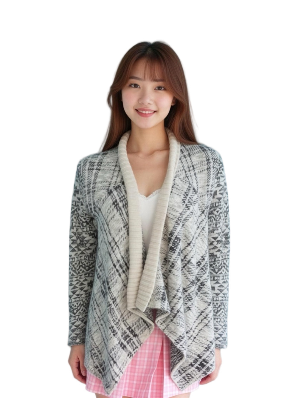 Style & Co. Mixed Pattern Draped Cardigan Sweater
